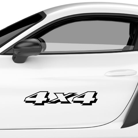 4x4 Schriftzug Kursiv mit Schatten Aufkleber - Beispielansicht