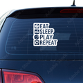 Eat Sleep play repeat Aufkleber - Beispielansicht