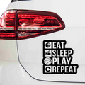 Eat Sleep play repeat Aufkleber - Beispielansicht