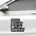 Eat Sleep play repeat Aufkleber - Beispielansicht