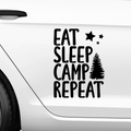 Eat sleep camp repeat Aufkleber - Beispielansicht