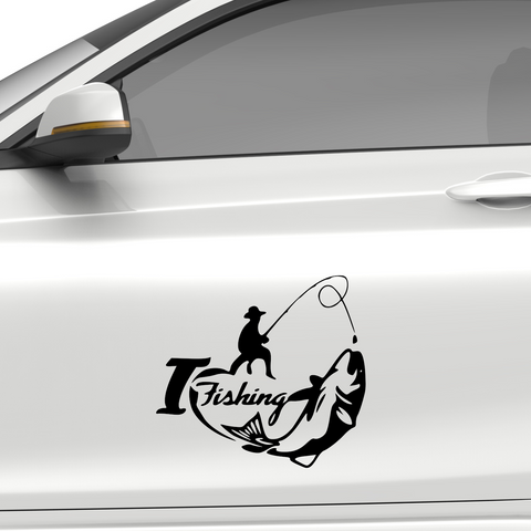 I Love Fishing Aufkleber - Beispielansicht
