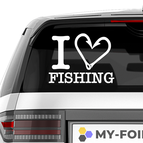 I love Fishing mit Haken Aufkleber - Beispielansicht