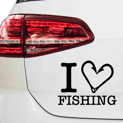 I love Fishing mit Haken Aufkleber - Beispielansicht