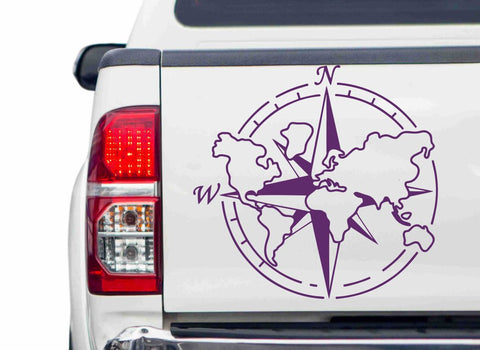 Kompass mit Weltkarte Autoaufkleber