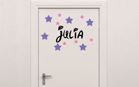 Sternen Aufkleber mit Wunschname Türaufkleber für Kinderzimmer